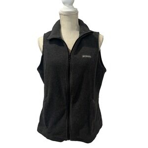 Columbia Gray Vest Women's Size Large Fleece Sleeveless Zip Pockets Outdoors